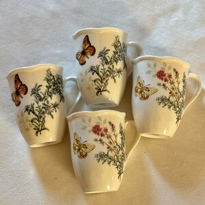 Lenox Butterfly Meadow HERBS Set of 4- 12oz Mugs  Brand New